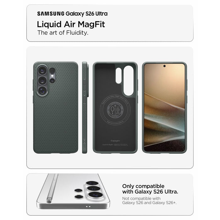 Калъф Spigen Liquid Air Mag MagSafe за Samsung Galaxy S26 Ultra - зелен