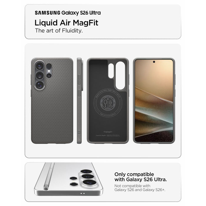 Калъф Spigen Liquid Air Mag MagSafe за Samsung Galaxy S26 Ultra - сив