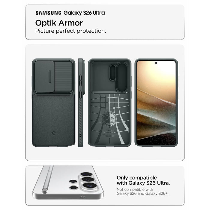 Калъф Spigen Optic Armor за Samsung Galaxy S26 Ultra - зелен