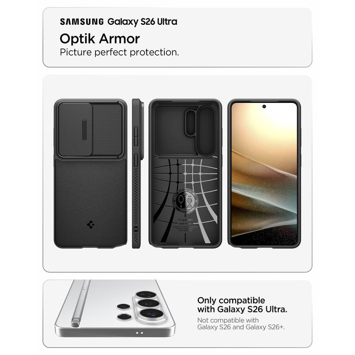 Калъф Spigen Optic Armor за Samsung Galaxy S26 Ultra - черен