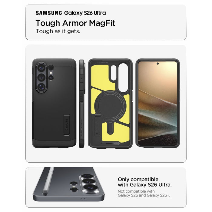 Калъф Spigen Tough Armor Mag MagSafe за Samsung Galaxy S26 Ultra - черен
