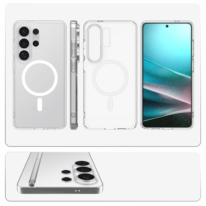 Калъф Spigen Ultra Hybrid Mag MagSafe за Samsung Galaxy S26 Ultra - прозрачен и бял