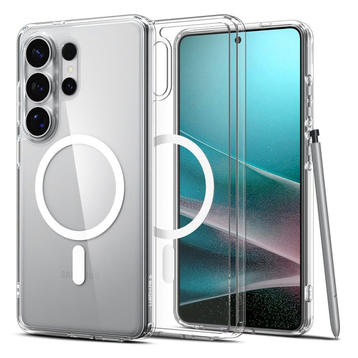 Калъф Spigen Ultra Hybrid Mag MagSafe за Samsung Galaxy S26 Ultra - прозрачен и бял