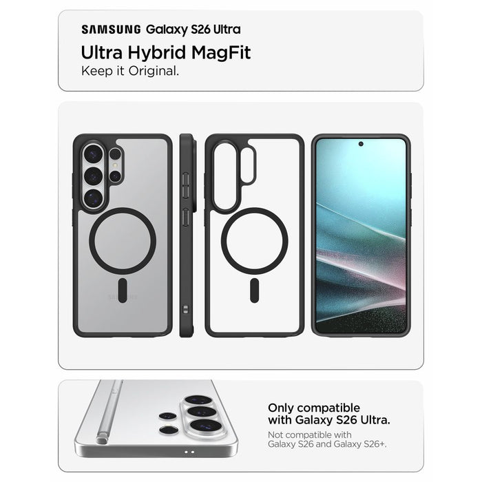Калъф Spigen Ultra Hybrid Mag MagSafe за Samsung Galaxy S26 Ultra - прозрачен черен