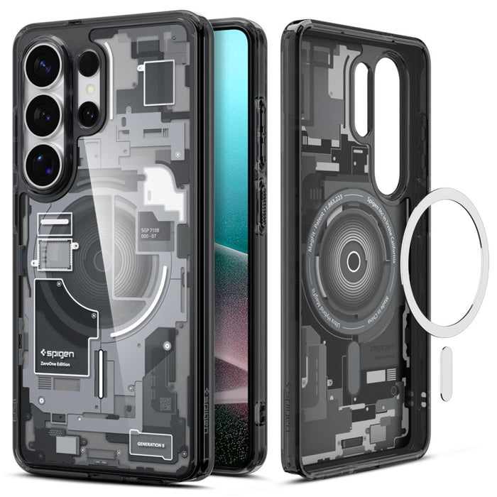 Калъф Spigen Ultra Hybrid Mag MagSafe за Samsung Galaxy S26 Ultra Zero One - прозрачен черен