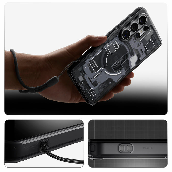 Калъф Spigen Ultra Hybrid Mag MagSafe за Samsung Galaxy S26 Ultra Zero One - прозрачен черен