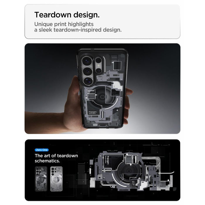 Калъф Spigen Ultra Hybrid Mag MagSafe за Samsung Galaxy S26 Ultra Zero One - прозрачен черен