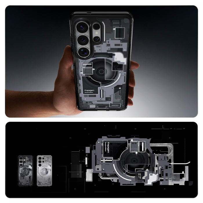 Калъф Spigen Ultra Hybrid Mag MagSafe за Samsung Galaxy S26 Ultra Zero One - прозрачен черен