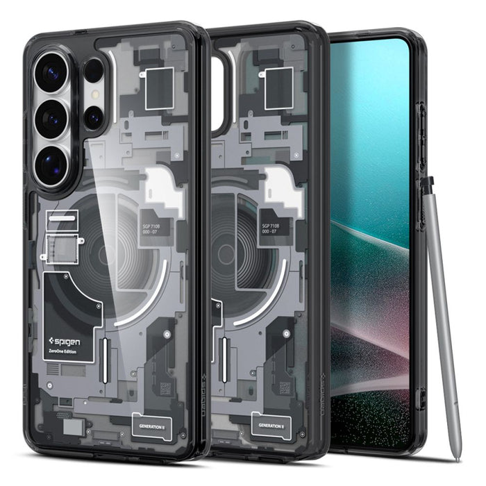 Калъф Spigen Ultra Hybrid Mag MagSafe за Samsung Galaxy S26 Ultra Zero One - прозрачен черен
