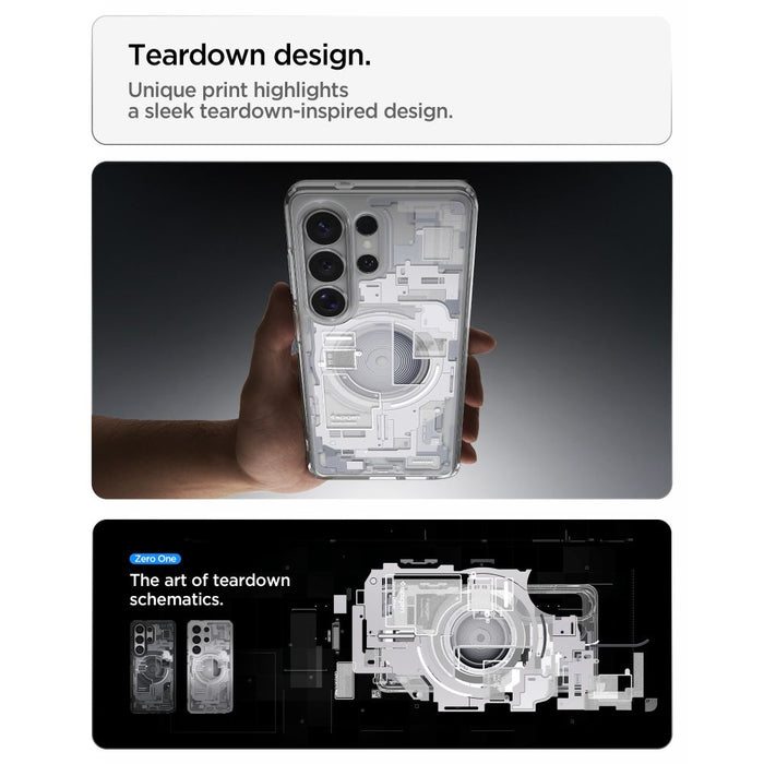 Калъф Spigen Ultra Hybrid Mag MagSafe за Samsung Galaxy S26 Ultra Zero One - прозрачен и бял