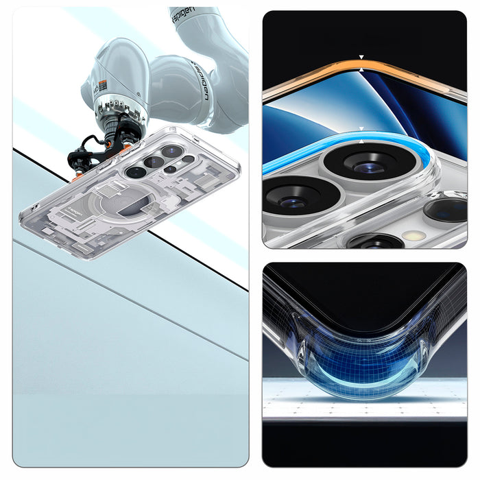Калъф Spigen Ultra Hybrid Mag MagSafe за Samsung Galaxy S26 Ultra Zero One - прозрачен и бял