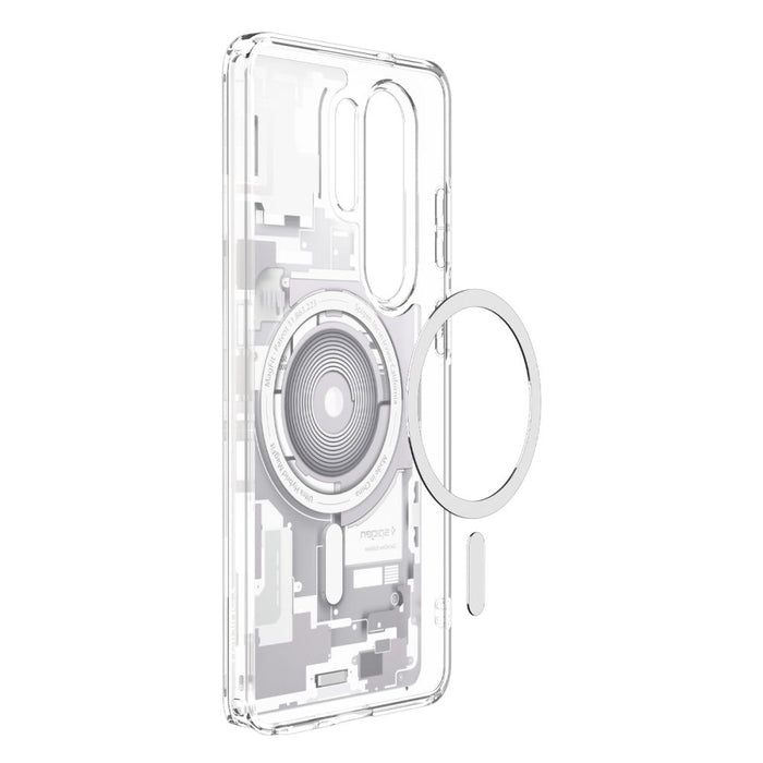 Калъф Spigen Ultra Hybrid Mag MagSafe за Samsung Galaxy S26 Ultra Zero One - прозрачен и бял