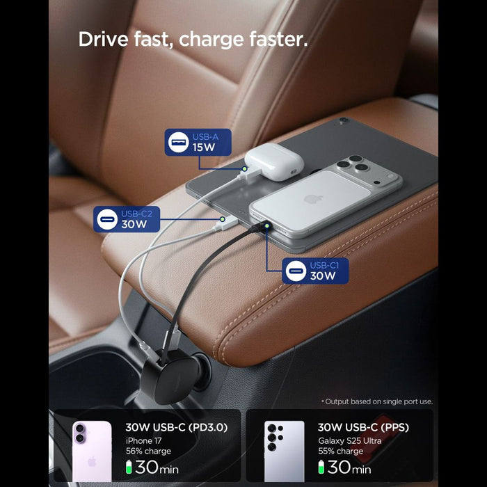 Зарядно за кола Spigen EV603BT 60W - черно
