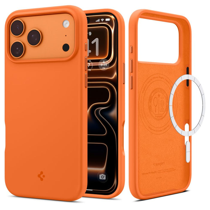 Силиконов калъф Spigen Fit Mag MagSafe за iPhone 17 Pro Max - оранжев