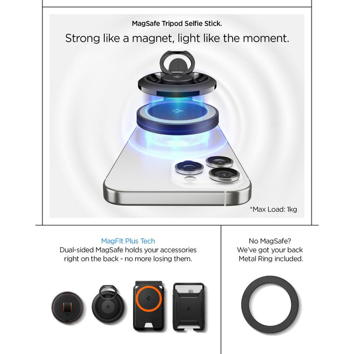 Селфи стик Spigen S581W MagSafe Bluetooth със статив - черен