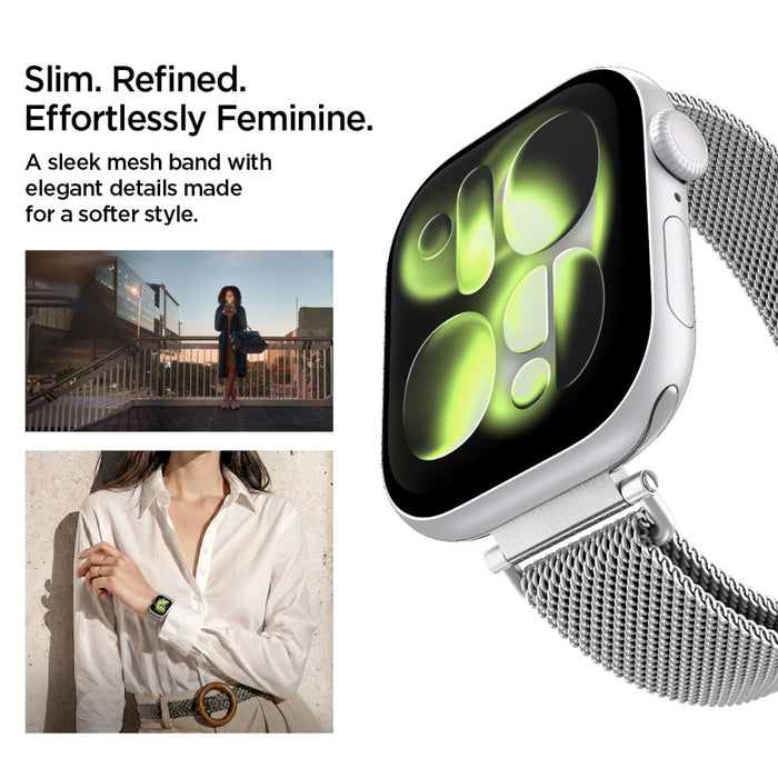 Каишка Spigen WBM4 за Apple Watch (40 / 41 / 42 мм) - сребриста