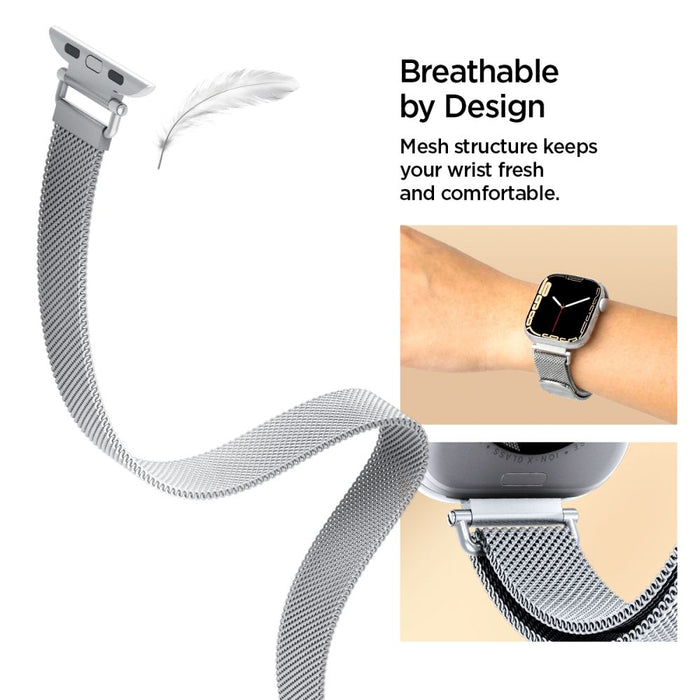Каишка Spigen WBM4 за Apple Watch (40 / 41 / 42 мм) - сребриста