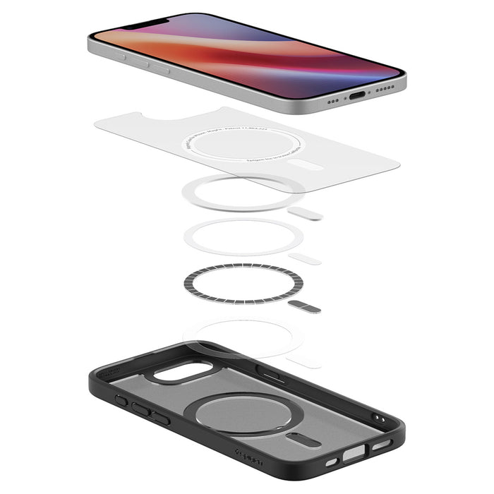 Spigen Crystal Hybrid MagSafe калъф за iPhone 17e / 16e - черен, прозрачен