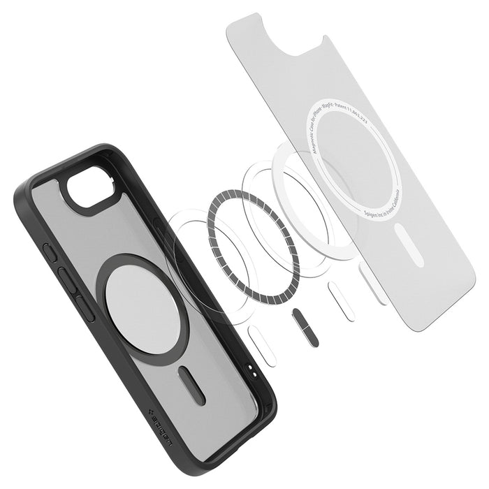Spigen Crystal Hybrid MagSafe калъф за iPhone 17e / 16e - черен, прозрачен