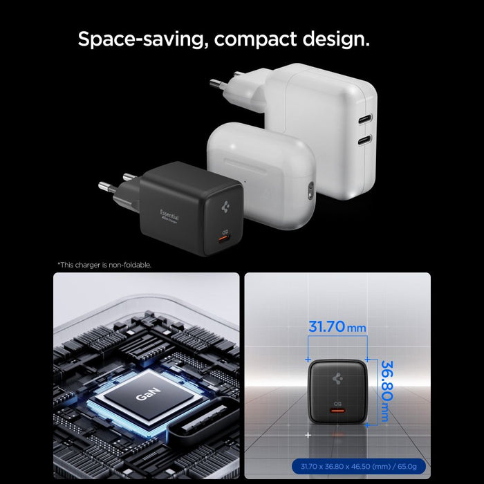 Зарядно за стена Spigen EE451EU Essential USB-C 45W - черно