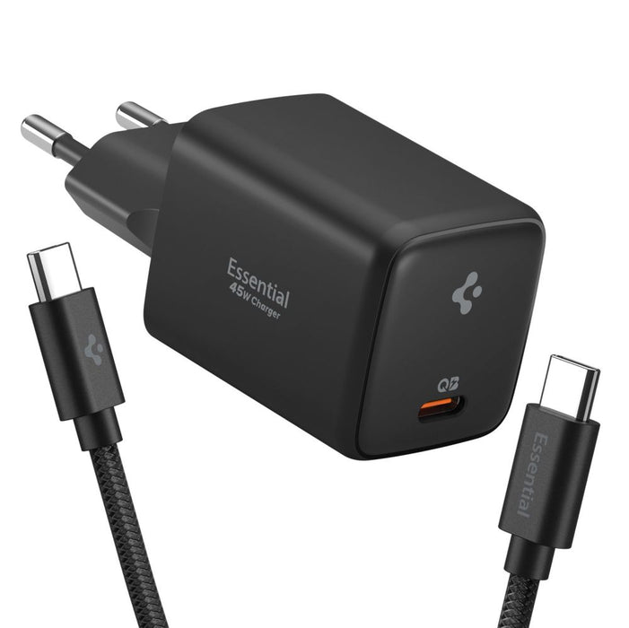 Зарядно за стена Spigen EE451EU Essential USB-C 45W - черно