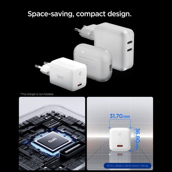 Зарядно за стена Spigen EE451EU Essential USB-C 45W - бяло