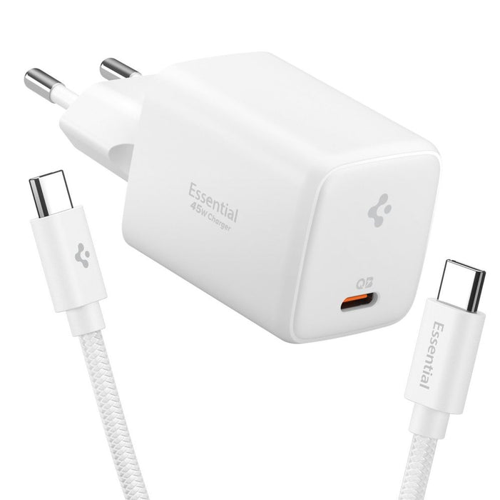 Зарядно за стена Spigen EE451EU Essential USB-C 45W - бяло