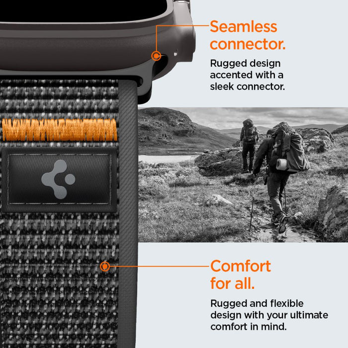 Каишка Spigen Athlex Air 2 за Apple Watch (44 / 45 / 46 / 49 мм) - Черна и оранжева