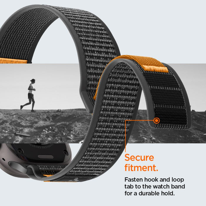 Каишка Spigen Athlex Air 2 за Apple Watch (44 / 45 / 46 / 49 мм) - Черна и оранжева