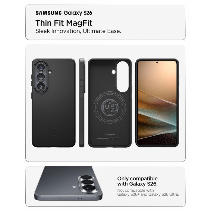 Калъф Spigen Thin Fit Mag MagSafena за Samsung Galaxy S26 - черен