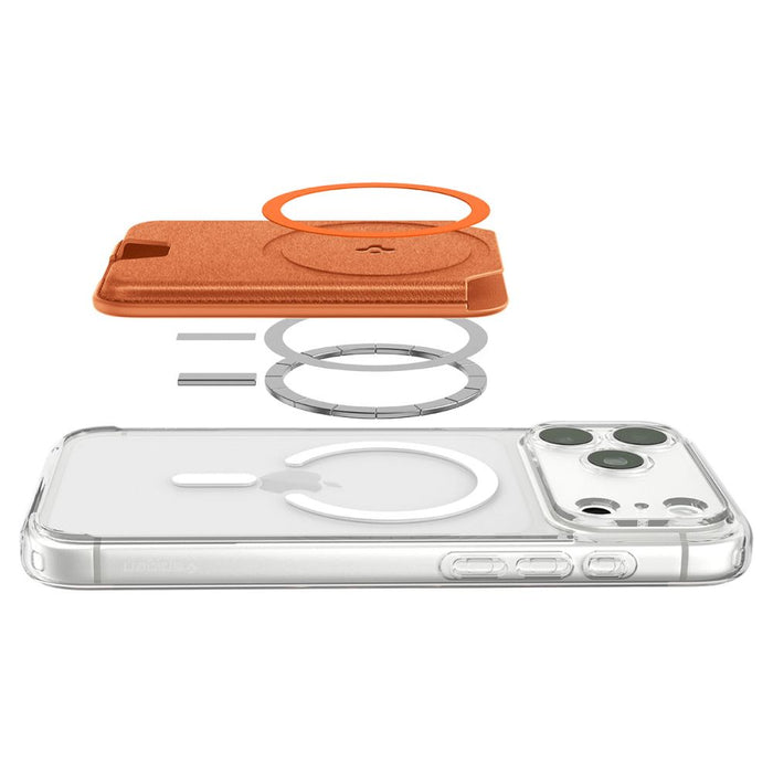 Магнитен портфейл за телефон Spigen Valentinus MagFit+ MagSafe - оранжев