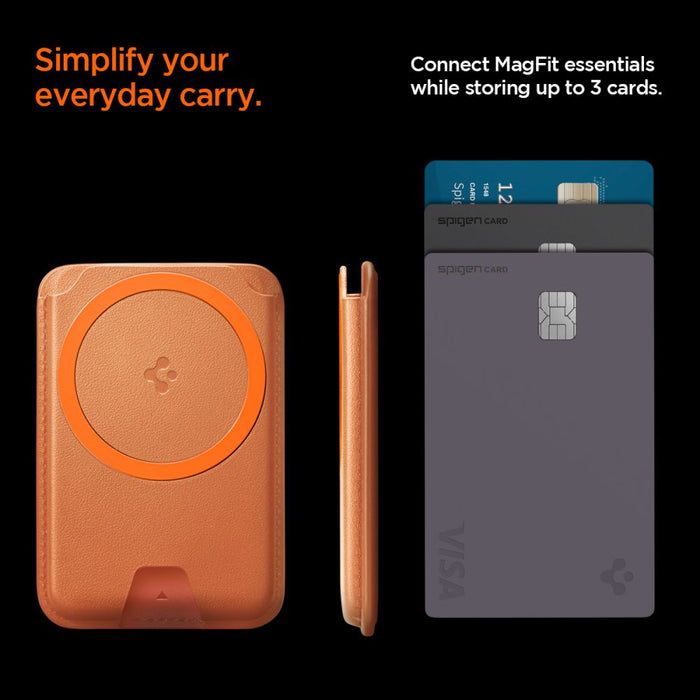 Магнитен портфейл за телефон Spigen Valentinus MagFit+ MagSafe - оранжев
