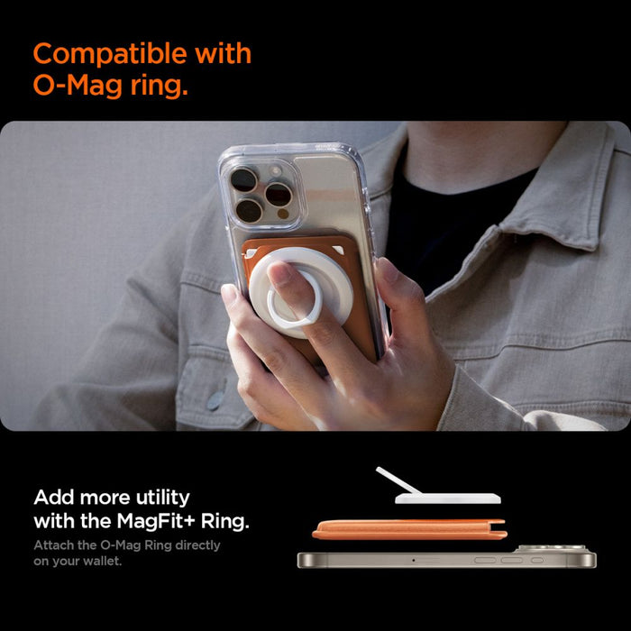 Магнитен портфейл за телефон Spigen Valentinus MagFit+ MagSafe - оранжев