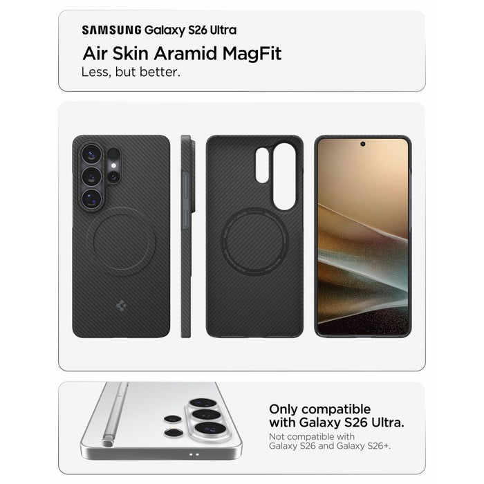Калъф Spigen AirSkin Aramid Mag MagSafe за Samsung Galaxy S26 Ultra - черен