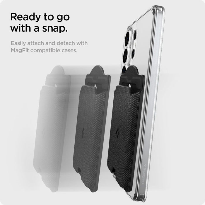 Магнитен портфейл за телефон Spigen Urban Fit MagSafe - черен