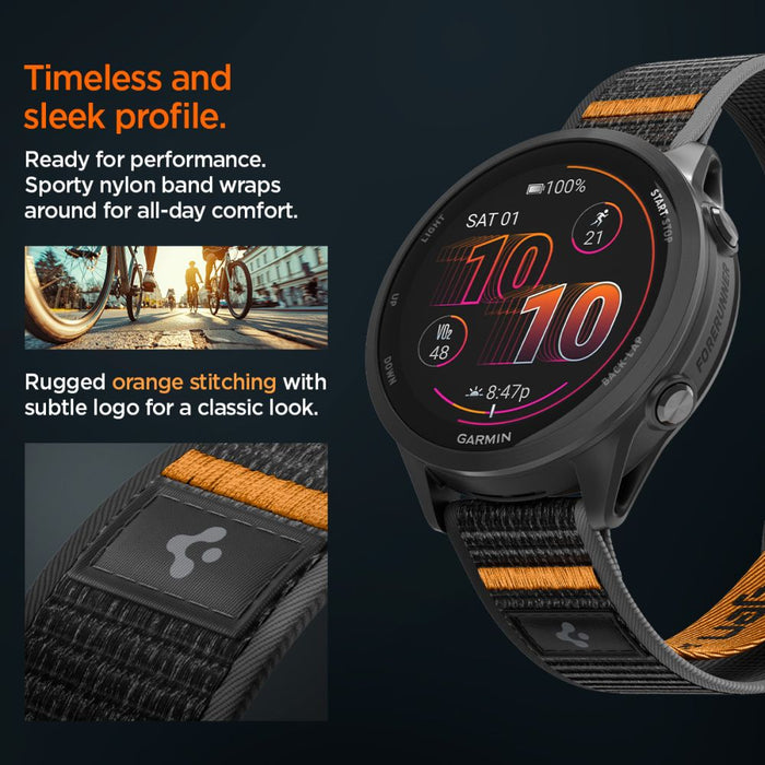 Каишка за Garmin с бързо освобождаване Spigen Athlex Airna 22 мм - черно-оранжева