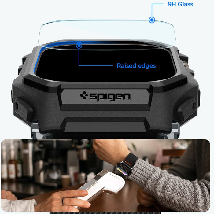 Spigen Lite Fit Pro Strap + протектор за екран от закалено стъкло за Apple Watch Ultra 49mm - черен