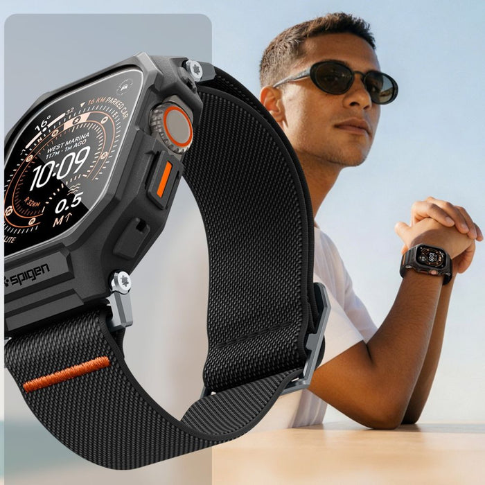 Spigen Lite Fit Pro Strap + протектор за екран от закалено стъкло за Apple Watch Ultra 49mm - черен