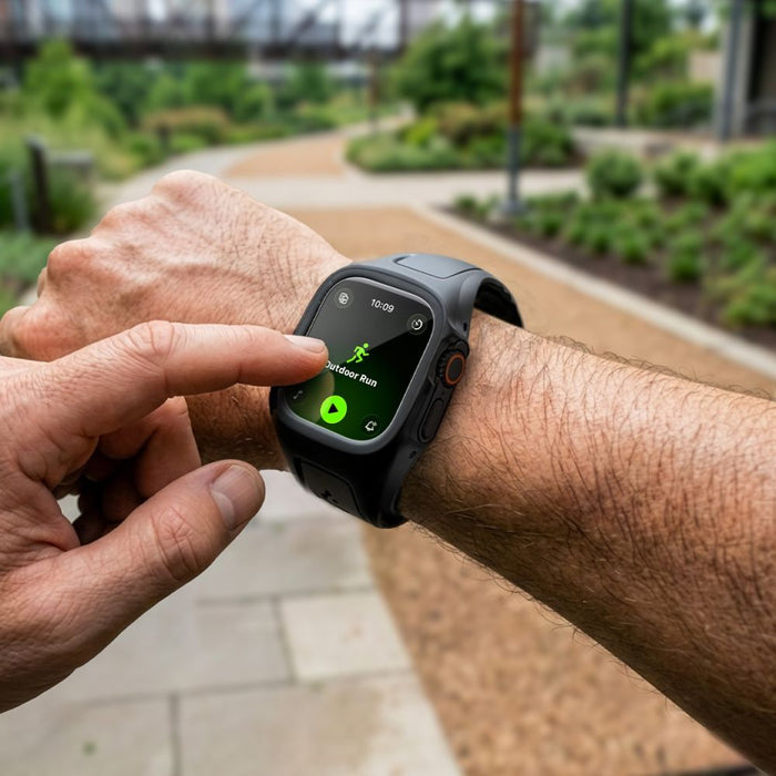 Калъф Spigen Liquid Air Pro + 9H закалено стъкло за Apple Watch Ultra 49mm - черен