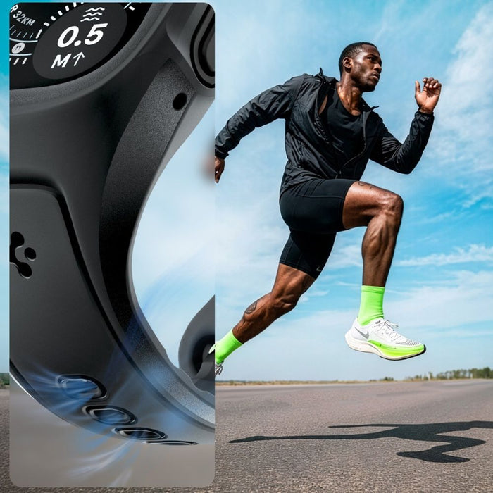 Калъф Spigen Liquid Air Pro + 9H закалено стъкло за Apple Watch Ultra 49mm - черен