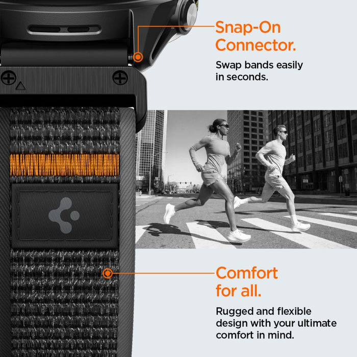 Каишка Spigen Athlex Air за Garmin QuickFit 22 мм - черна и оранжева