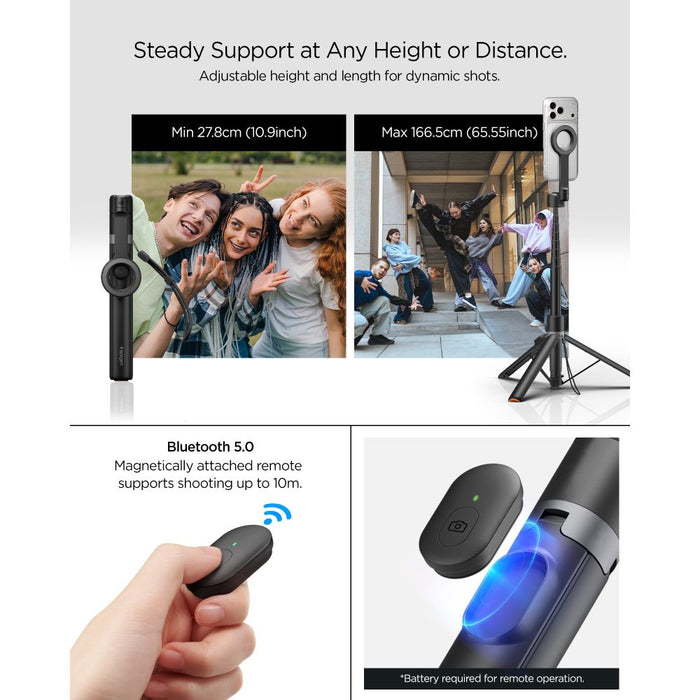 Селфи стик Spigen S582W Bluetooth - черен