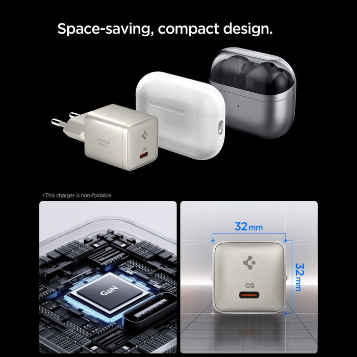 Зарядно за стена Spigen Essential EE301EU с 1 порт 30W - титаниево