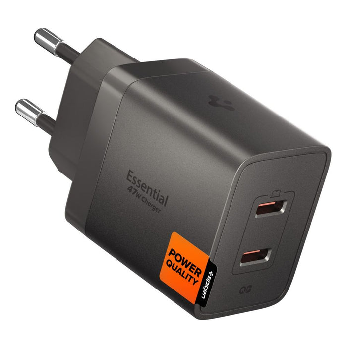 Зарядно за стена Spigen Essential EE472EU-GAN с 2 порта, 47 W - тъмносиво