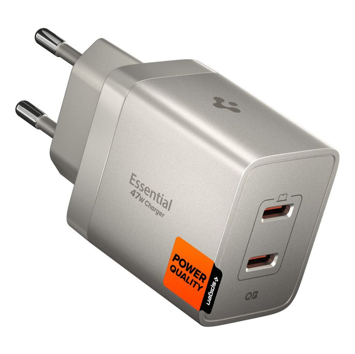 Зарядно за стена Spigen Essential EE472EU-GAN с 2 порта, 47W - титаниево