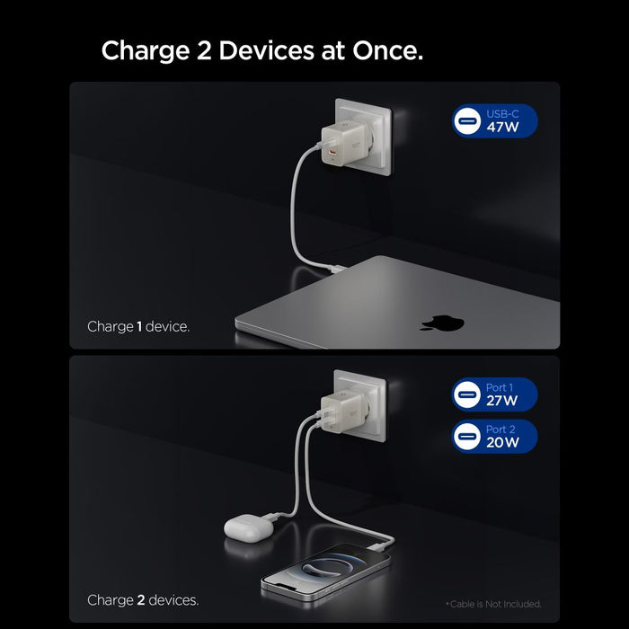 Зарядно за стена Spigen Essential EE472EU-GAN с 2 порта, 47W - титаниево
