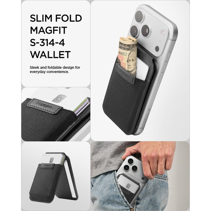 Портфейл за телефон Spigen Slim Fold S314-4 MagSafe - черен