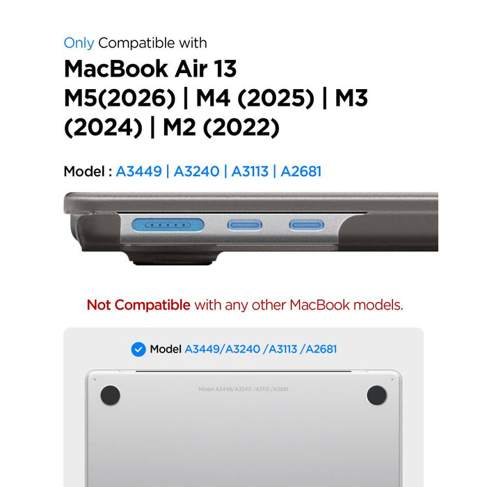Калъф Spigen AirSkin за MacBook Air 13" 2023/2024/2025/2026 - полупрозрачен