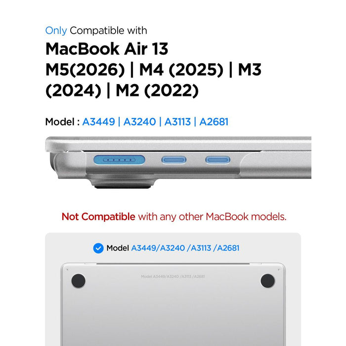 Калъф Spigen AirSkin за MacBook Air 13" 2023/2024/2025/2026 - прозрачен