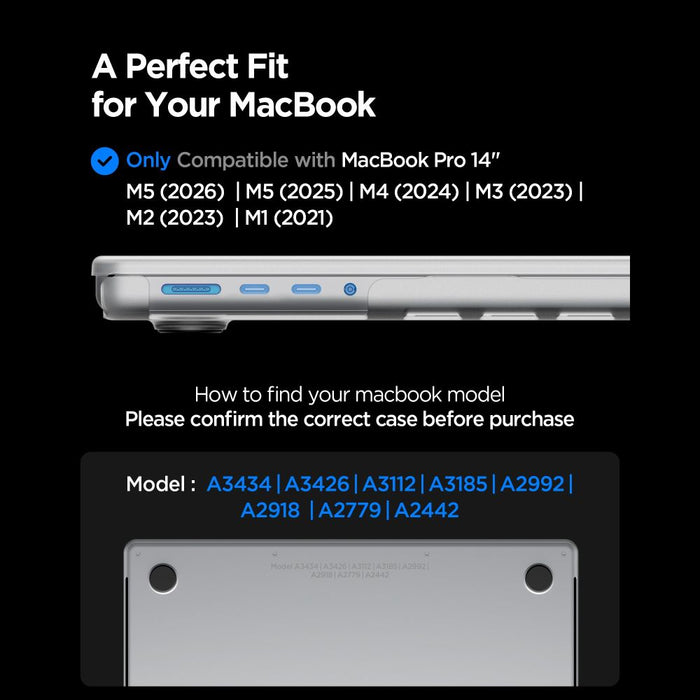 Калъф Spigen AirSkin за MacBook Pro 14" 2021 / 2023 / 2024 / 2025 / 2026 - прозрачен мат